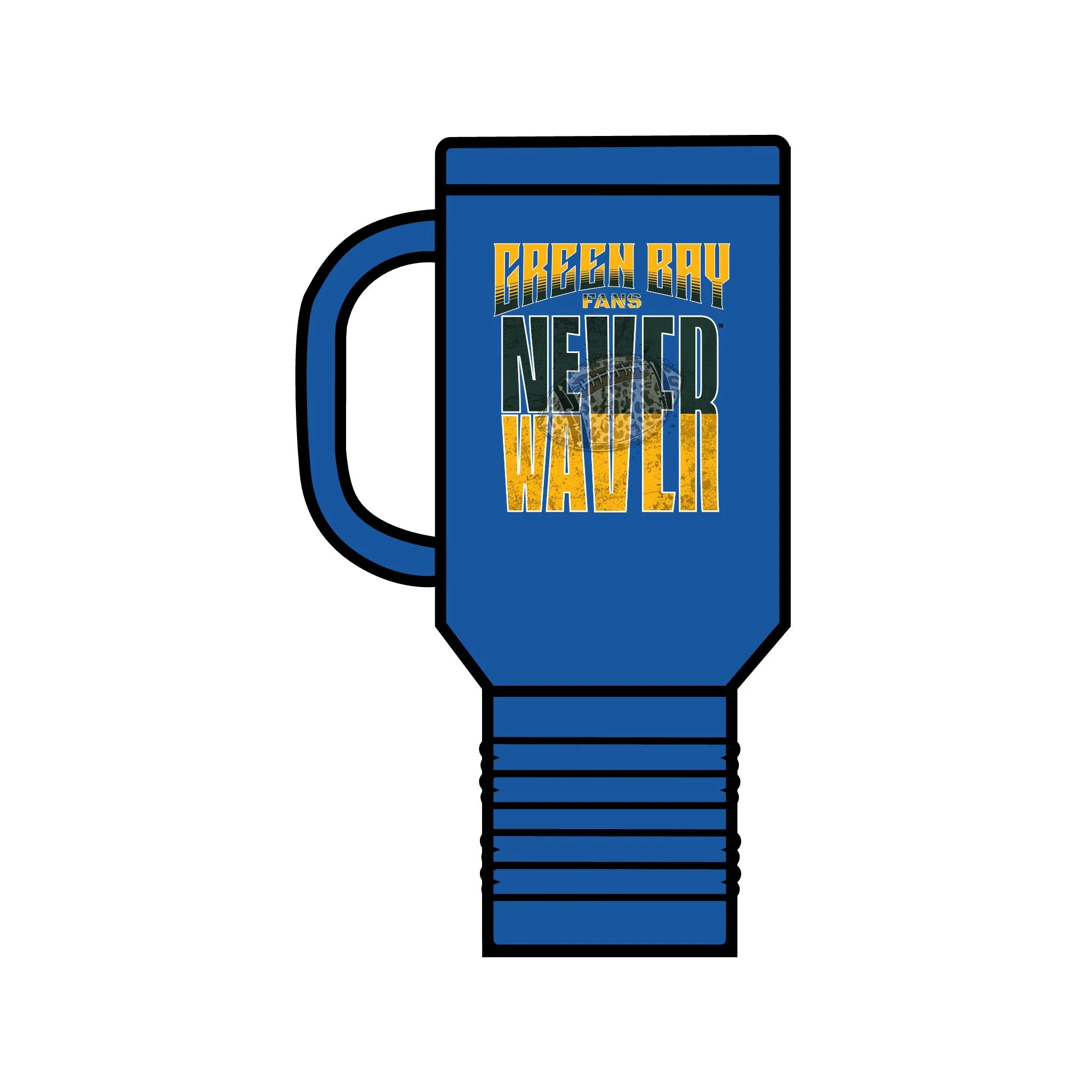 Green Bay Fans Never Waver with leopard football Insulated Travel Mug, 40oz