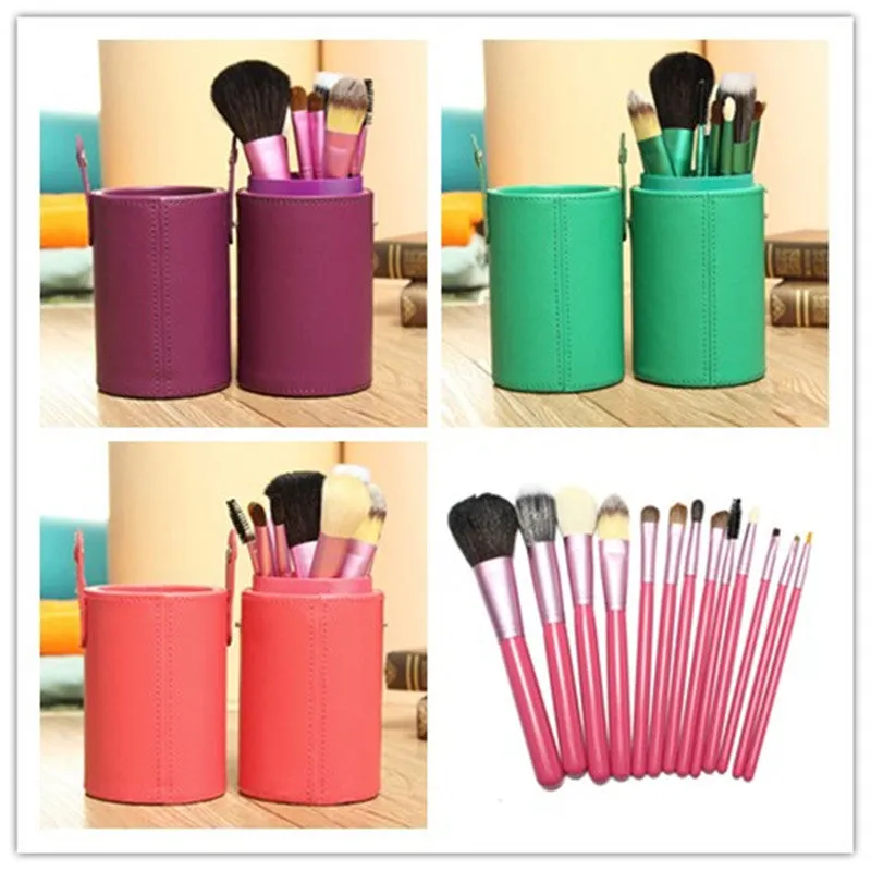 High Quality Newest Pro 13 PCS Powder Blush Makeup Brush Cosmetic Brushes Set Kit   Cup Holder Case