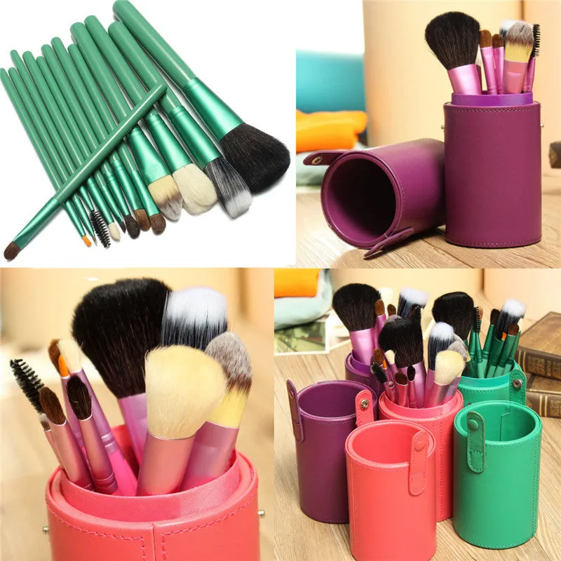 High Quality Newest Pro 13 PCS Powder Blush Makeup Brush Cosmetic Brushes Set Kit   Cup Holder Case