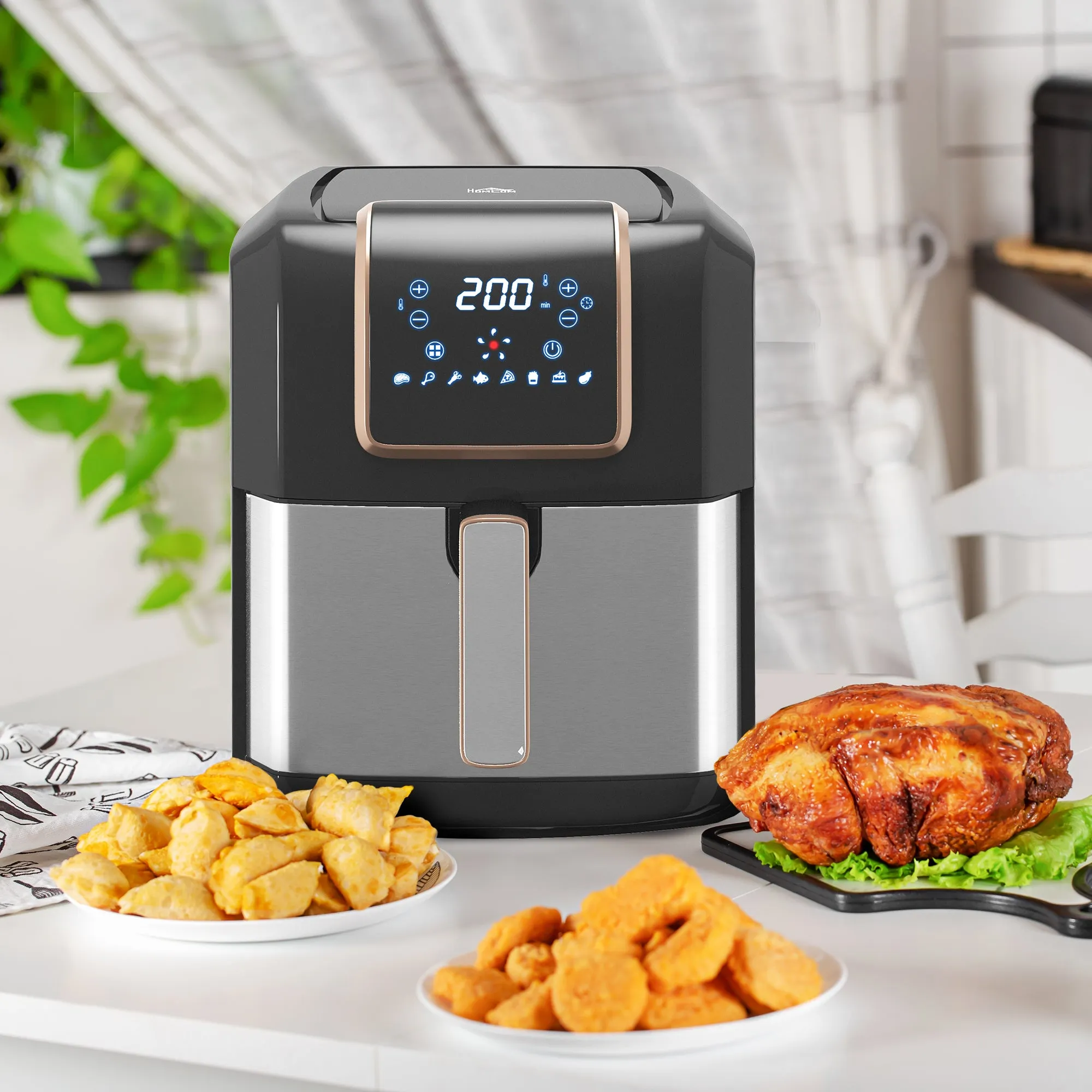 HOMCOM Air Fryer 1700W 6.5L with Digital Display Timer for Low Fat Cooking