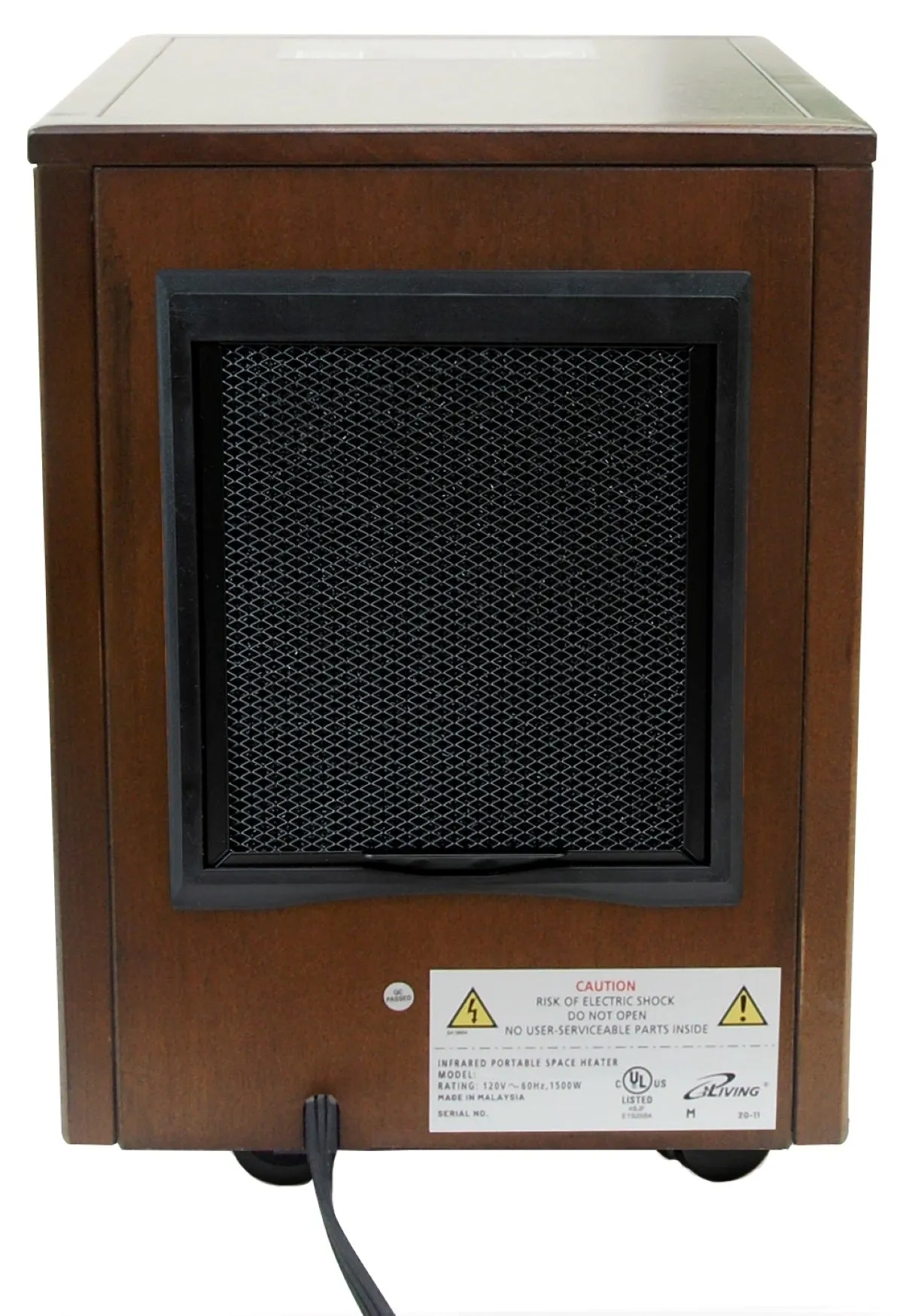 iLIVING ILG-918 Portable Infrared Space Heater with Walnut Wooden Cabinet, Fan Forced, 1500W