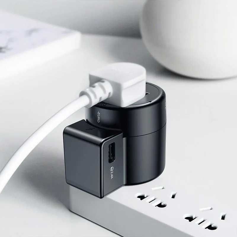 International Travel Adapter Whirl Universal Travel Wall Charger Plug Dual USB AC Power Adapter Converter for EU US UK AU