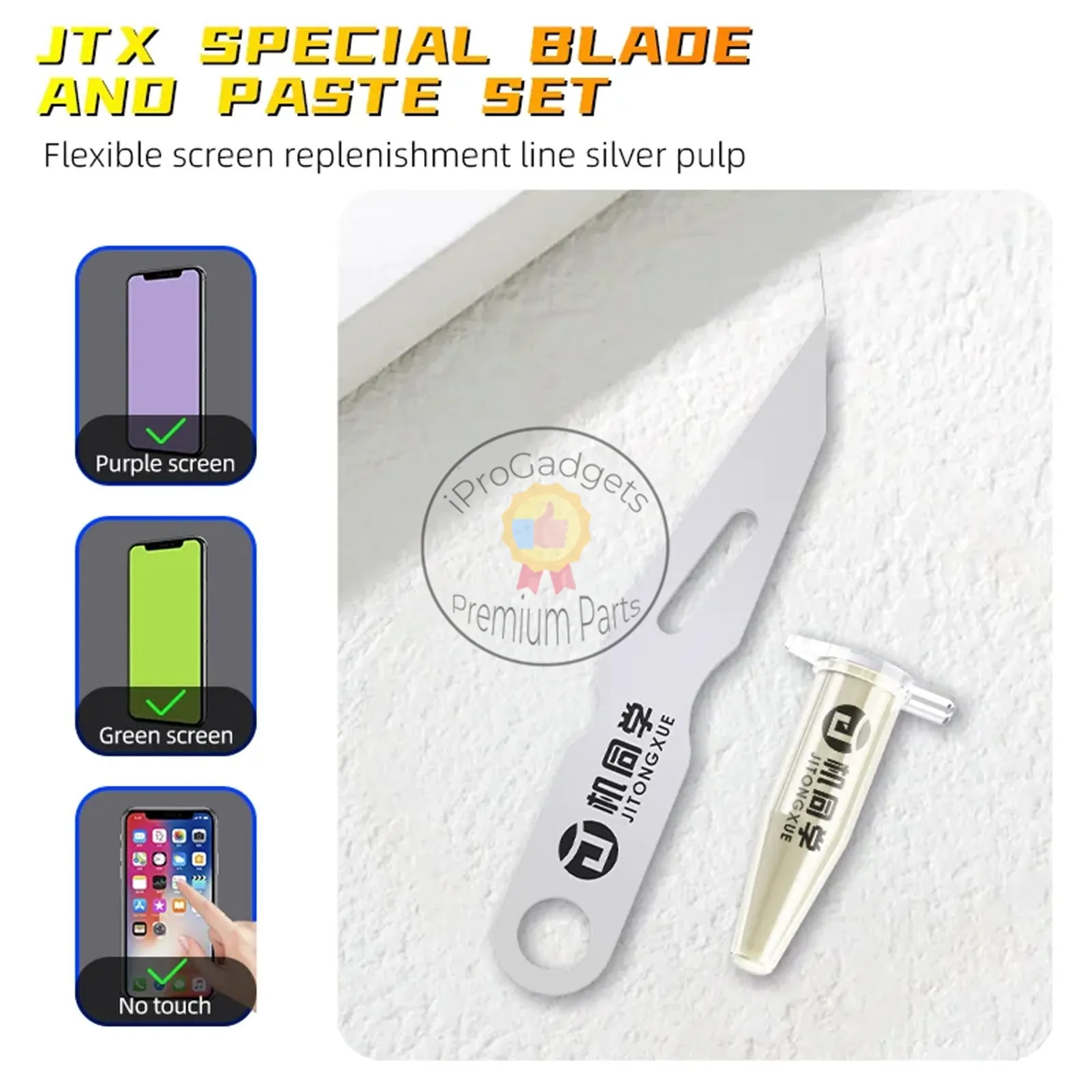 JTX Nano Conductive Silver Paste Repair Patching Blade Set for iPhone Screen Water Ingress Cause Yellow/Green Circuit Tool