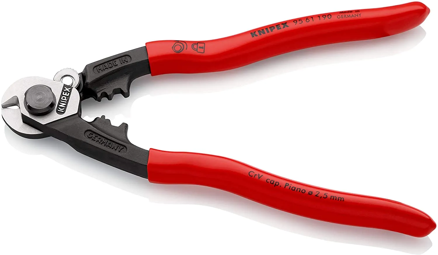 Knipex 95 61 190 Wire Rope Cutter (Wire Rope Shears) with Crimping Dies