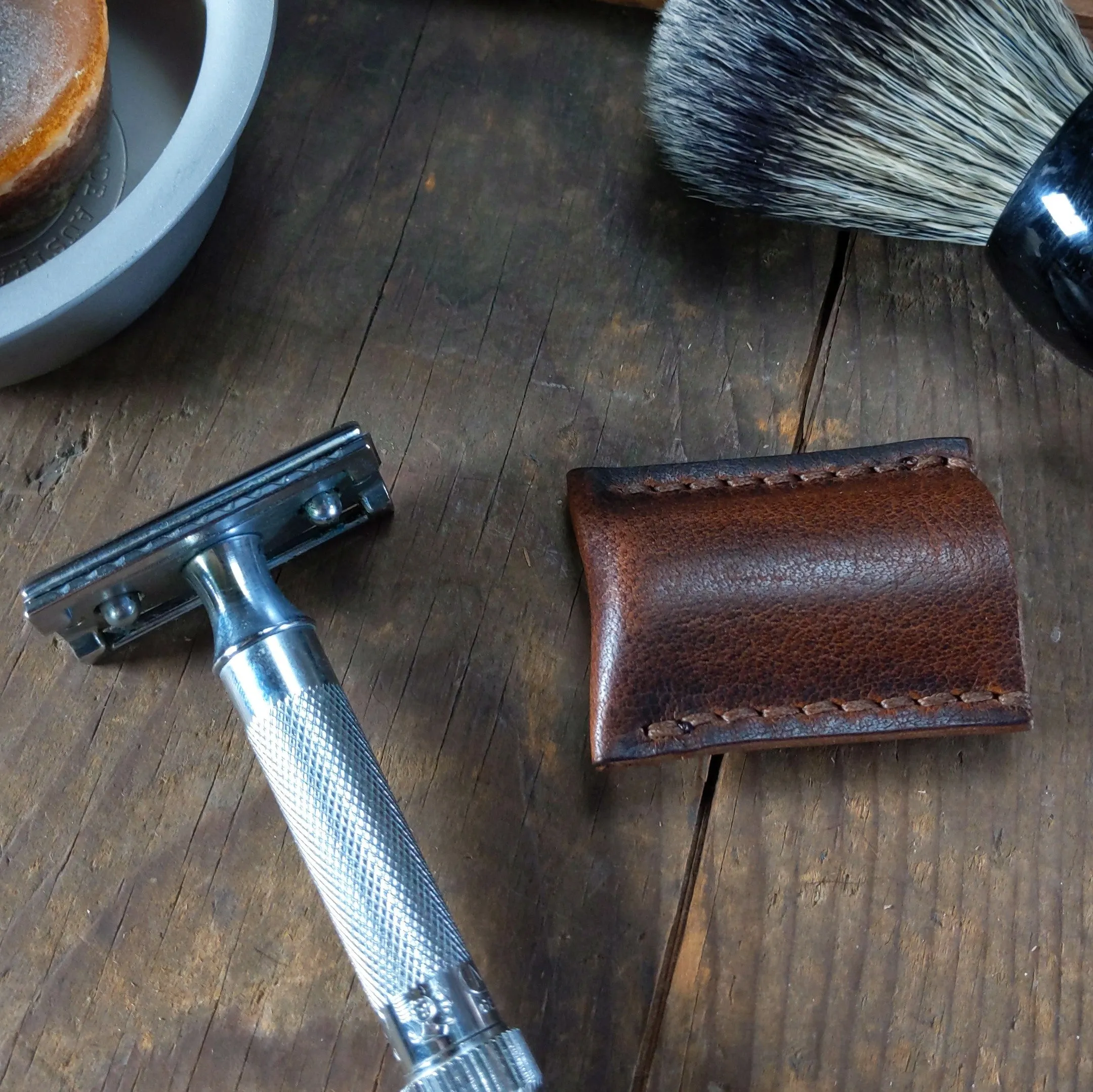 Leather Double Edge Safety Razor Shaver Travel Cover