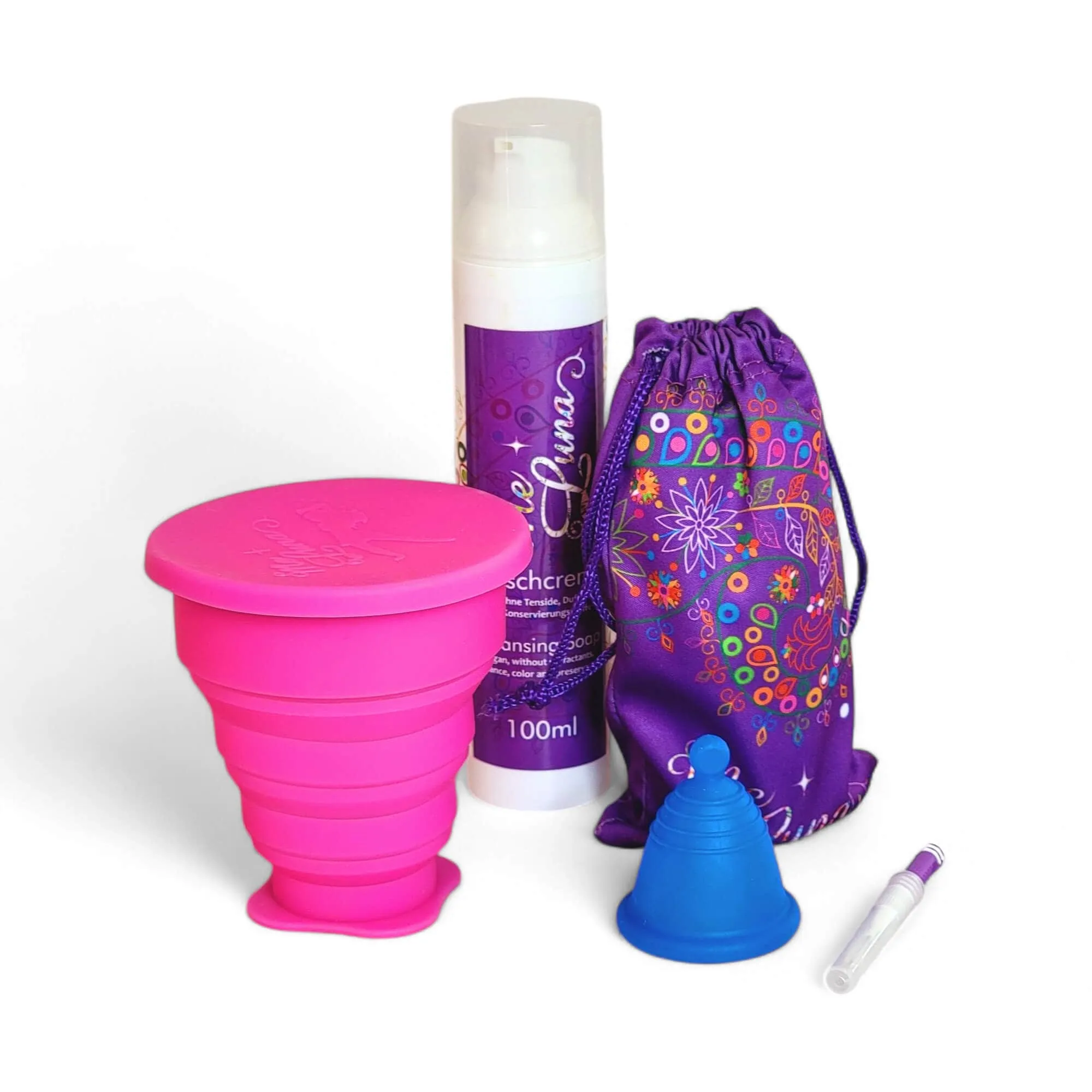 Low Cervix BLUE Menstrual Cup Kit - Microwave Disinfection