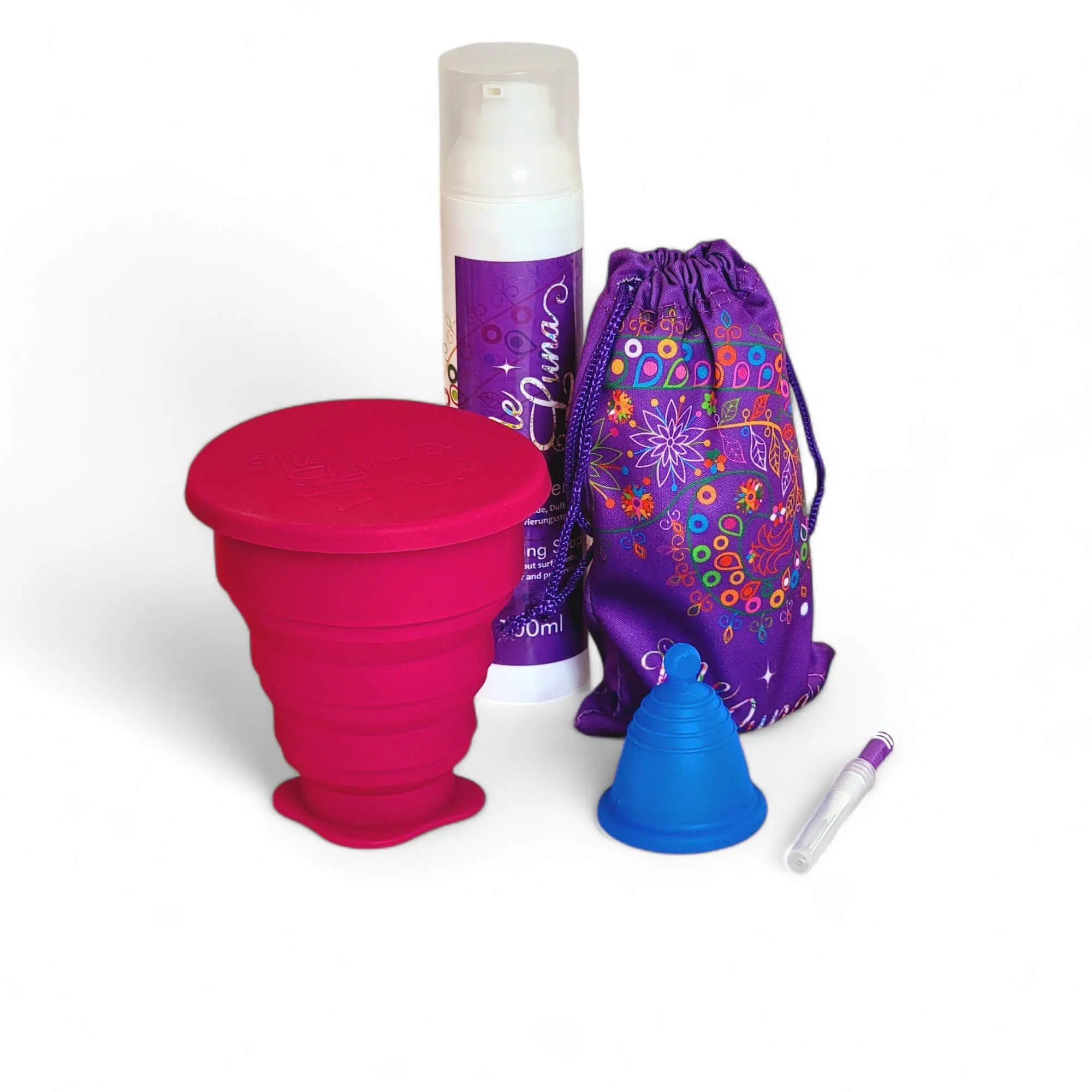 Low Cervix BLUE Menstrual Cup Kit - Microwave Disinfection