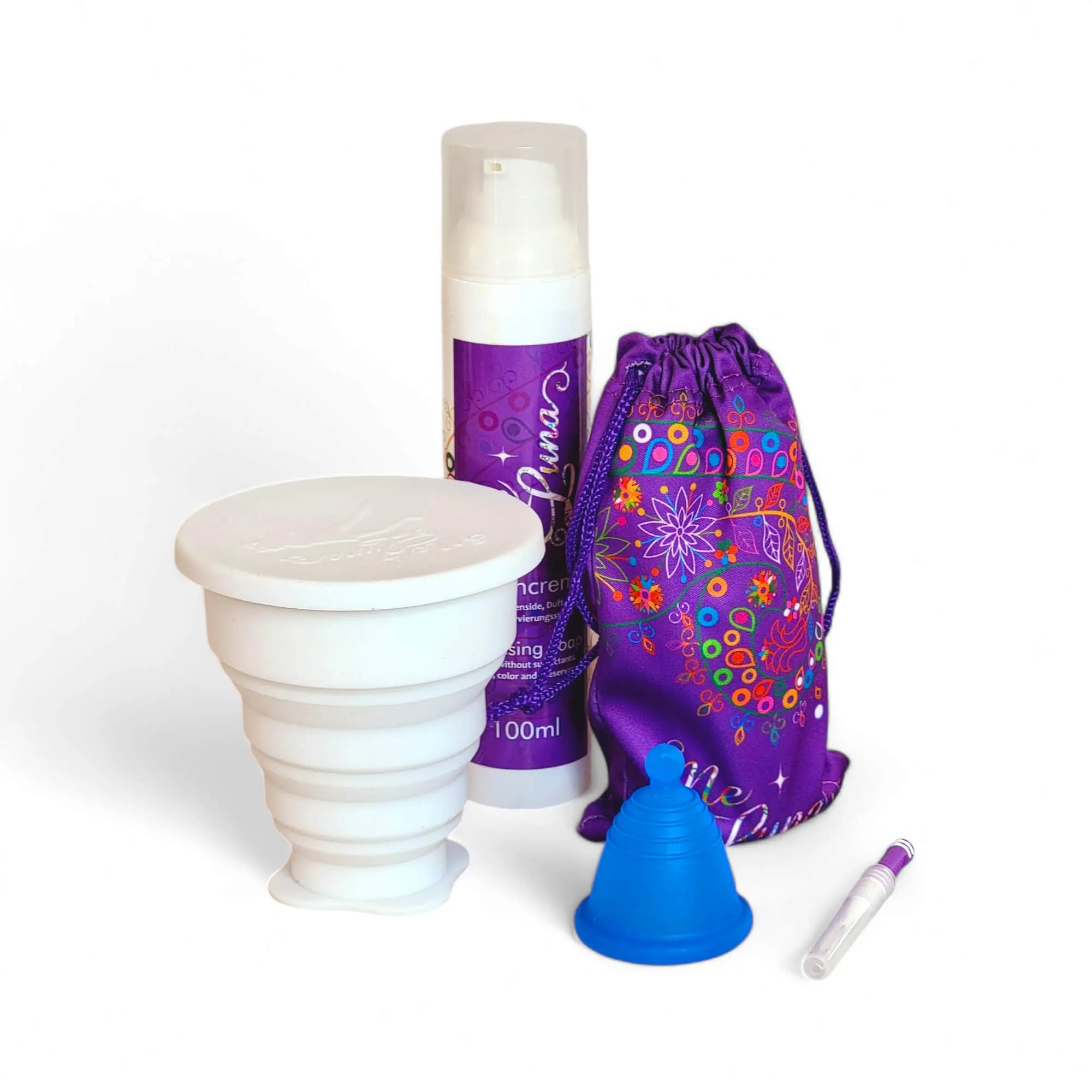 Low Cervix BLUE Menstrual Cup Kit - Microwave Disinfection