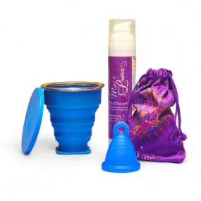 Low Cervix BLUE Menstrual Cup Kit - Microwave Disinfection