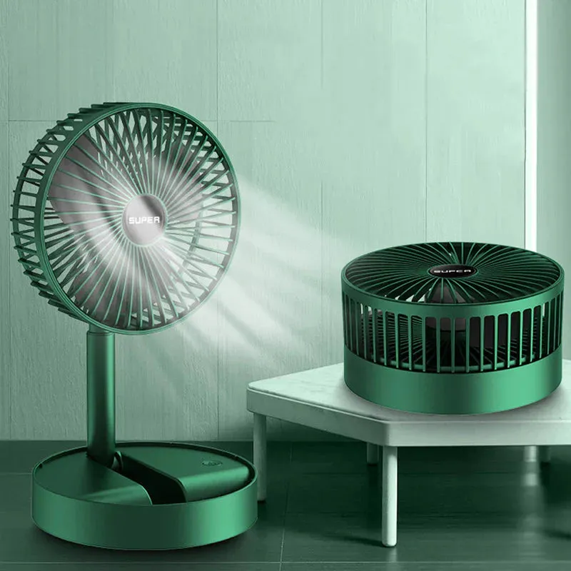 Low Noise, Rechargeable Foldable Telescopic Table Fan with 3 Speeds Control