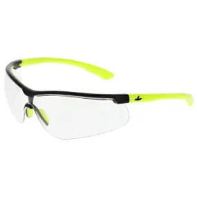 MCR Safety Klondike KD7 Safety Glasses - Black/Lime Frame - Clear MAX36 Anti-Fog Lens - KD720DC