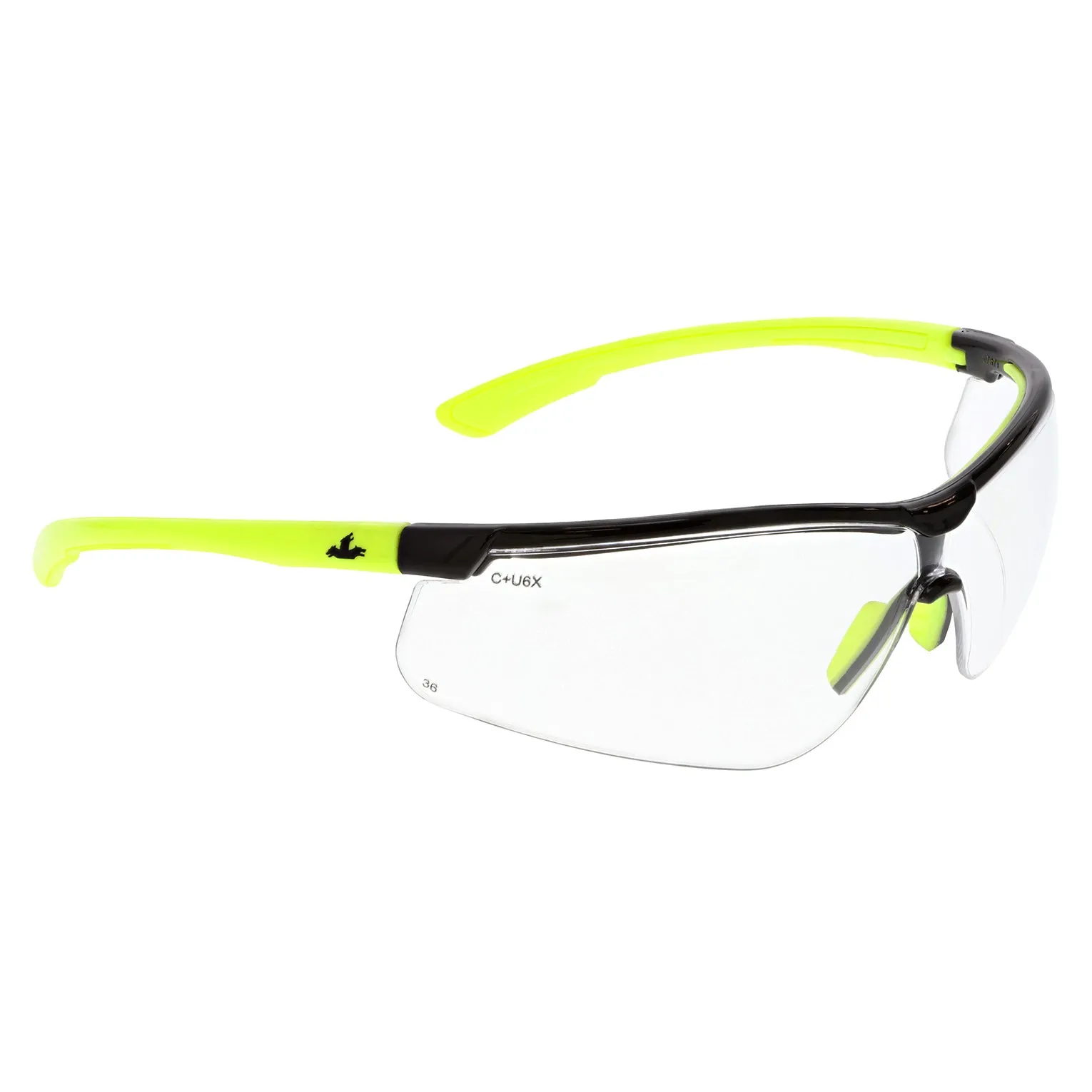 MCR Safety Klondike KD7 Safety Glasses - Black/Lime Frame - Clear MAX36 Anti-Fog Lens - KD720DC