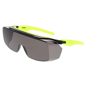 MCR Safety Klondike OTG Safety Glasses - Black/Lime Frame - Gray MAX6 Anti-Fog Lens - OG222PF420