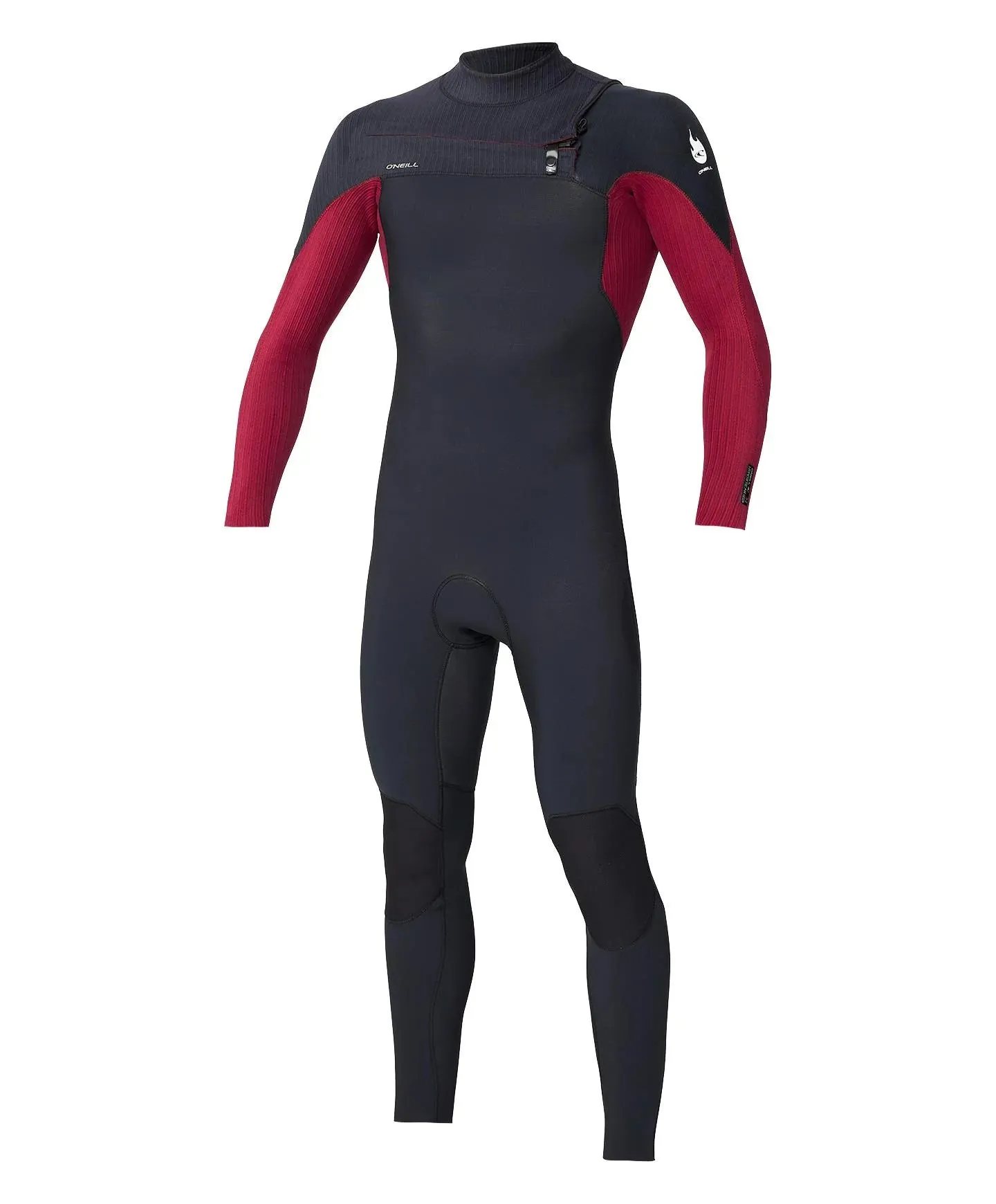 Men's HyperFire 3/2mm Steamer Chest Zip Wetsuit - Dark Red