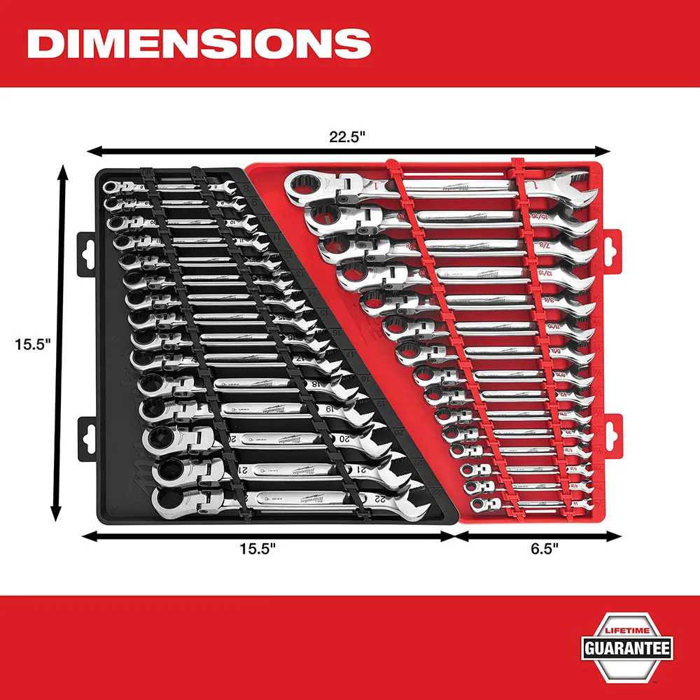 Milwaukee 48-22-9513 Flex Head Ratcheting Metric Combination Wrench Set - 15 PC