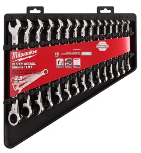 Milwaukee 48-22-9516 Wrench Set, 15-Piece, Alloy Steel, Chrome :SET: QUANTITY: 1