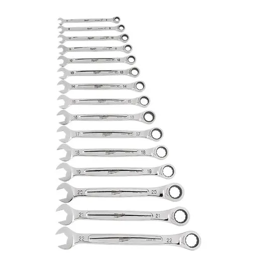 Milwaukee Metric Ratcheting Combination Wrench Set 15Pc