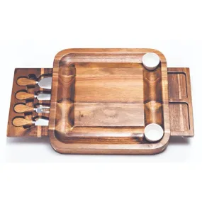 Newgrange Living Cheese Board Rectangular with 2 Dishes & 4 Knives