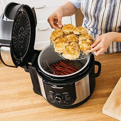 Ninja FD401 Foodi 8-Quart 9-in-1 Deluxe XL Pressure Cooker, Broil, Dehydrate, Slow Cook, Air Fryer, and More, with a Stainless Finish