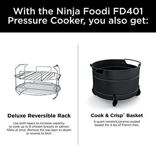 Ninja FD401 Foodi 8-Quart 9-in-1 Deluxe XL Pressure Cooker, Broil, Dehydrate, Slow Cook, Air Fryer, and More, with a Stainless Finish