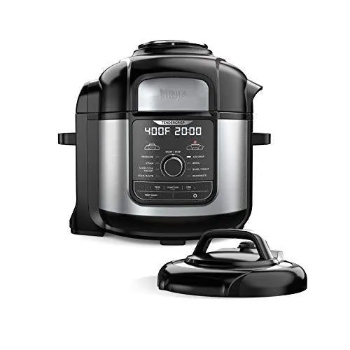 Ninja FD401 Foodi 8-Quart 9-in-1 Deluxe XL Pressure Cooker, Broil, Dehydrate, Slow Cook, Air Fryer, and More, with a Stainless Finish