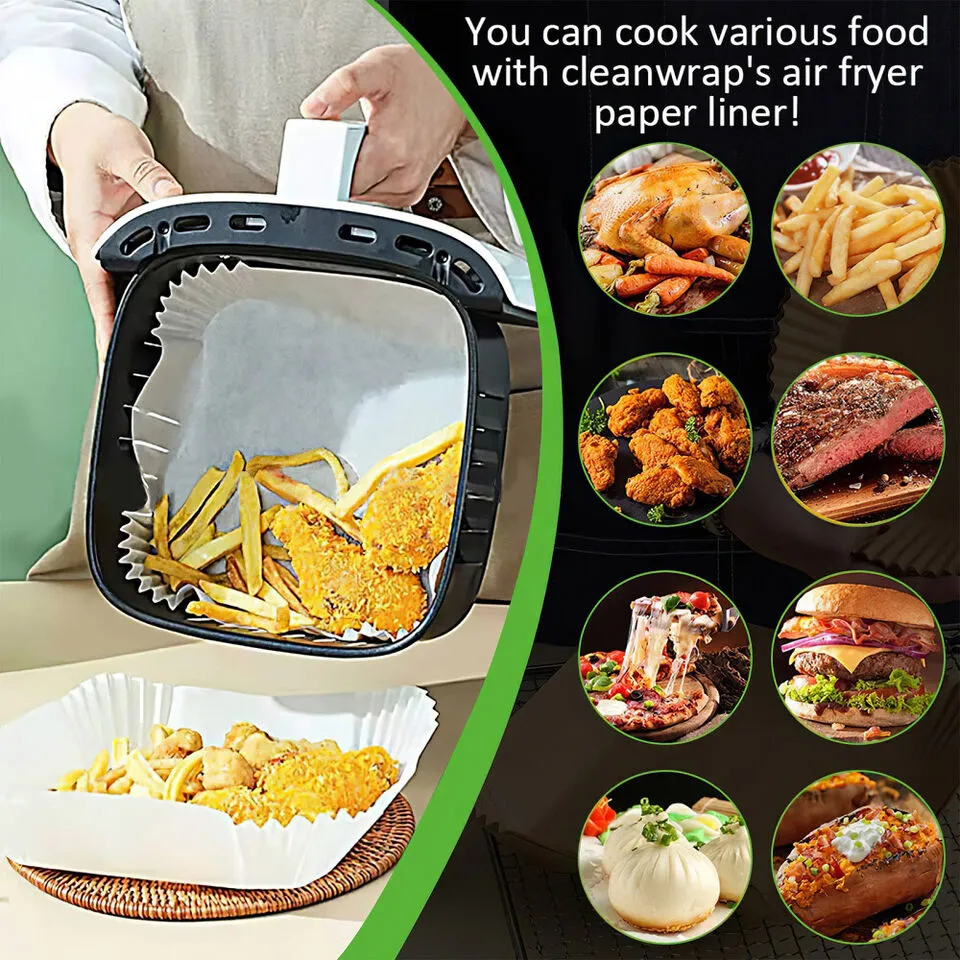 Non-Stick Square Air Fryer Paper Liners, 50PCS, Heatproof