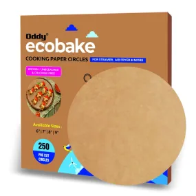 Oddy Ecobake Brown Cooking & Baking Paper Circles, 250 Unbleached & Chlorine free Pre-Cut Rounds, Size 9 inch, Ideal for Baking Cakes, Best Suitable for Airfryer, Microwave, Oven & Steamer