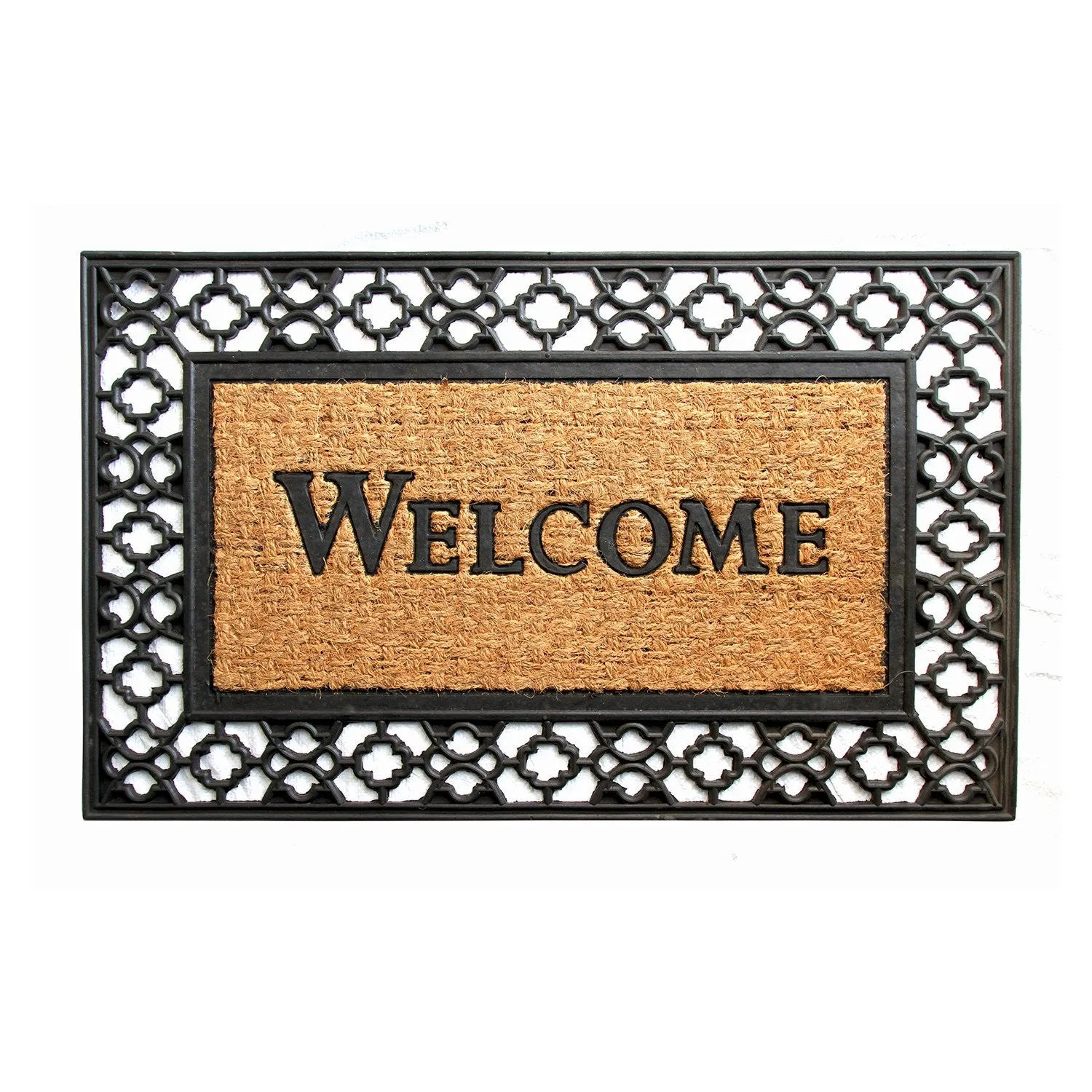 OnlyMat Black Coco Rubber Welcome Entrance Mat with wide Border