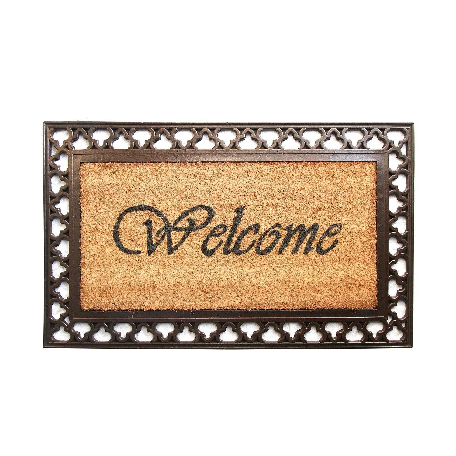 OnlyMat Golden Colour Coco Rubber Welcome Entrance Door Mat with Wide Border