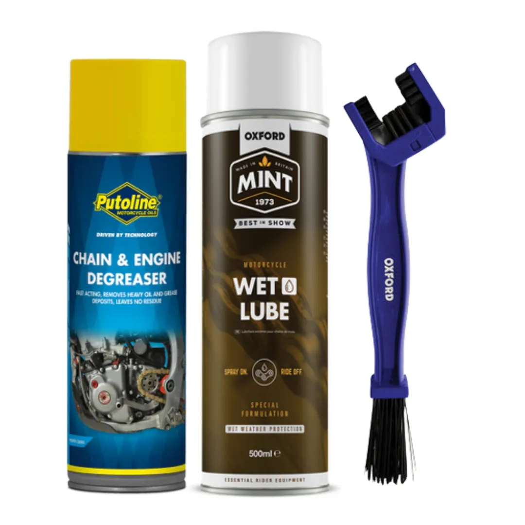 Oxford Mint Motorcycle Wet Weather Chain Care Bundle