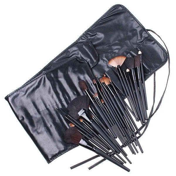 Professional 32 PCS Cosmetic Facial Make up Brush Kit Wool Makeup Brushes Tools Set with Black Leather Case-Hot Sale-TOP Quality!-[Free Shipping]