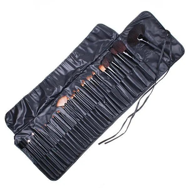 Professional 32 PCS Cosmetic Facial Make up Brush Kit Wool Makeup Brushes Tools Set with Black Leather Case-Hot Sale-TOP Quality!-[Free Shipping]