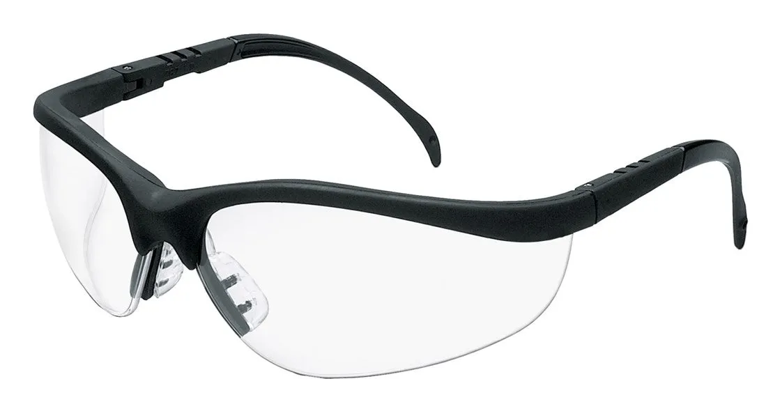 Protective Glasses - MCR Safety Klondike® KD1 Series Black Clear Lens Adjustable Temple KD110