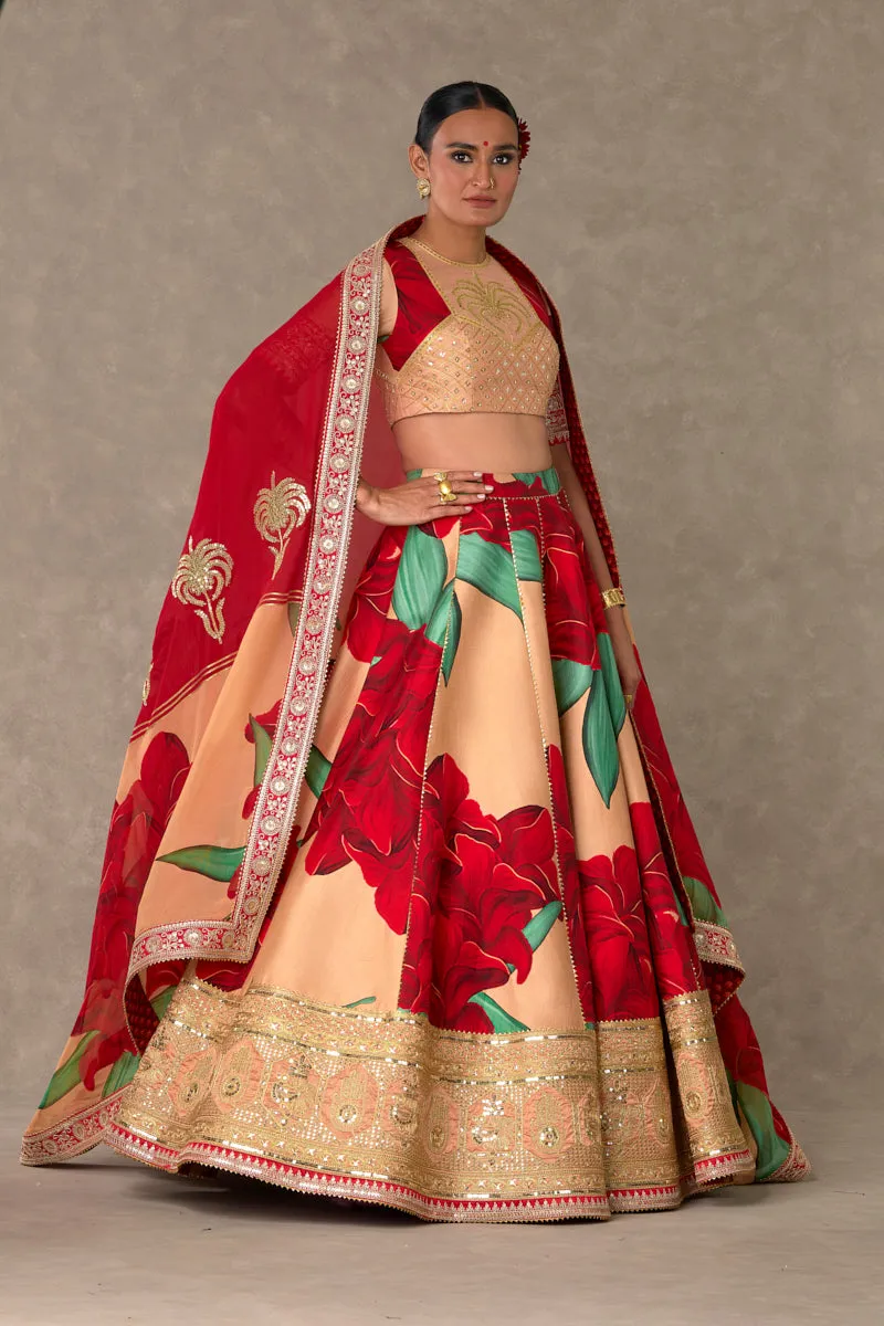 Salmon Candy Swirl Lehenga