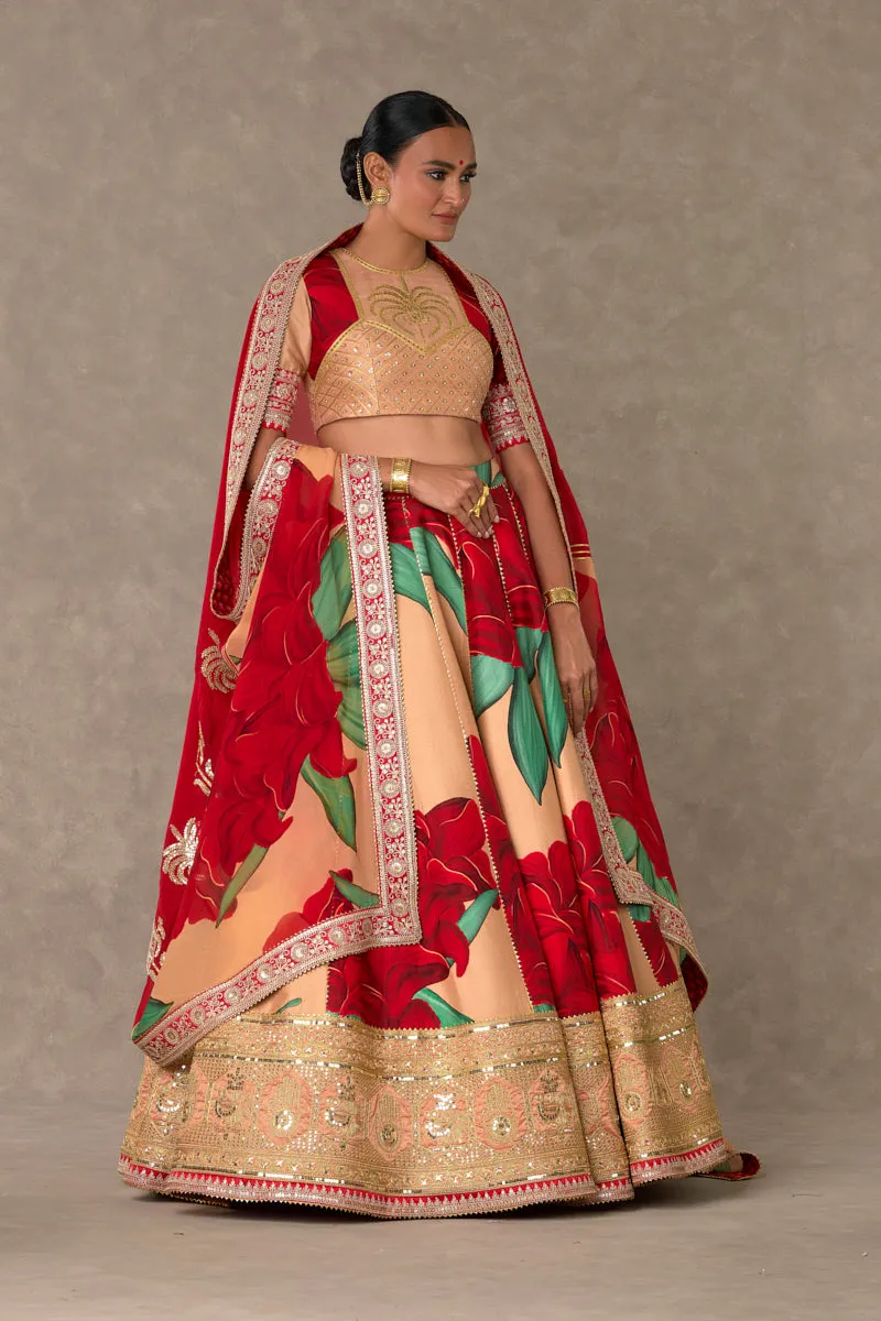 Salmon Candy Swirl Lehenga