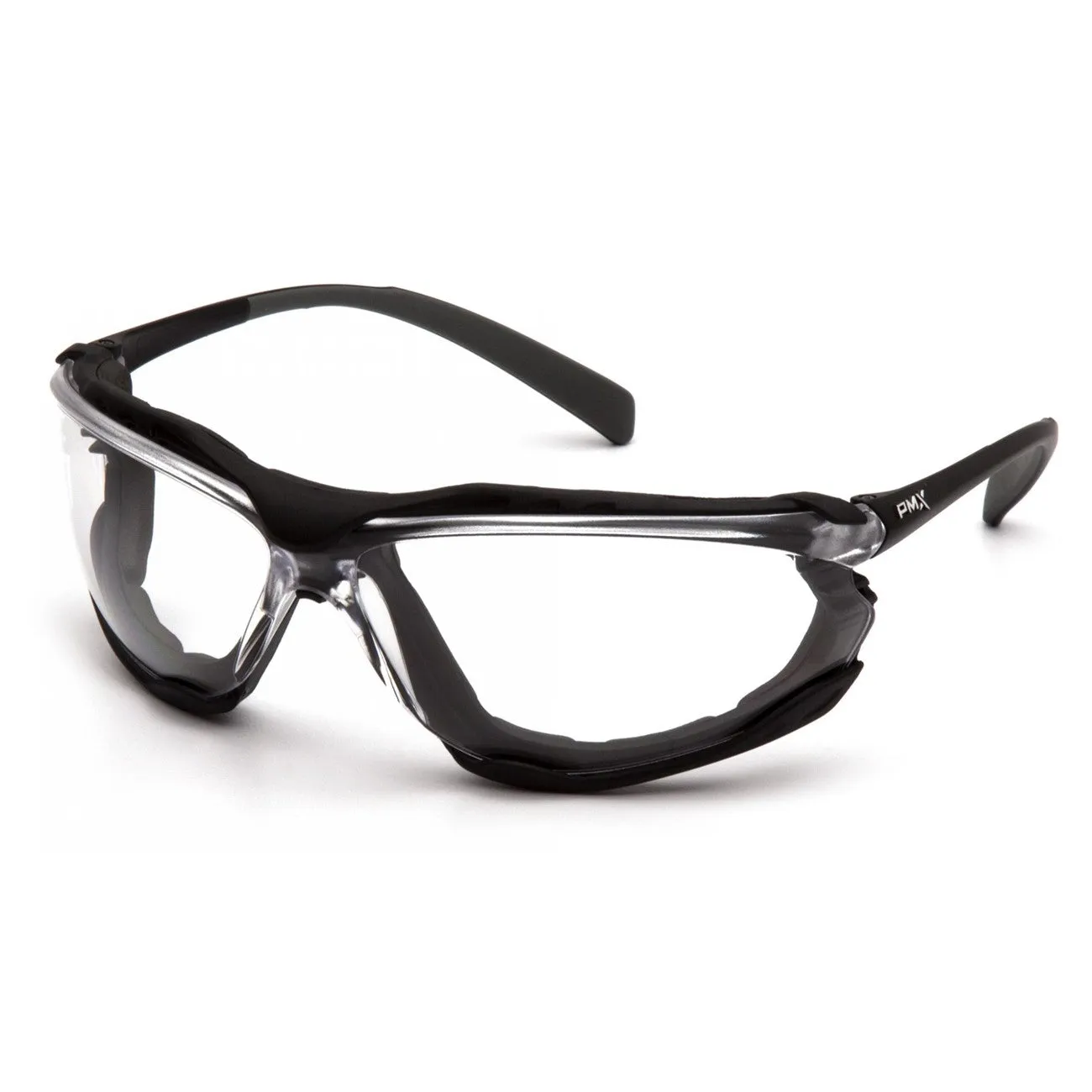 SB9310STM Pyramex Safety Glasses, Clear H2MAX Lens, Black Frame