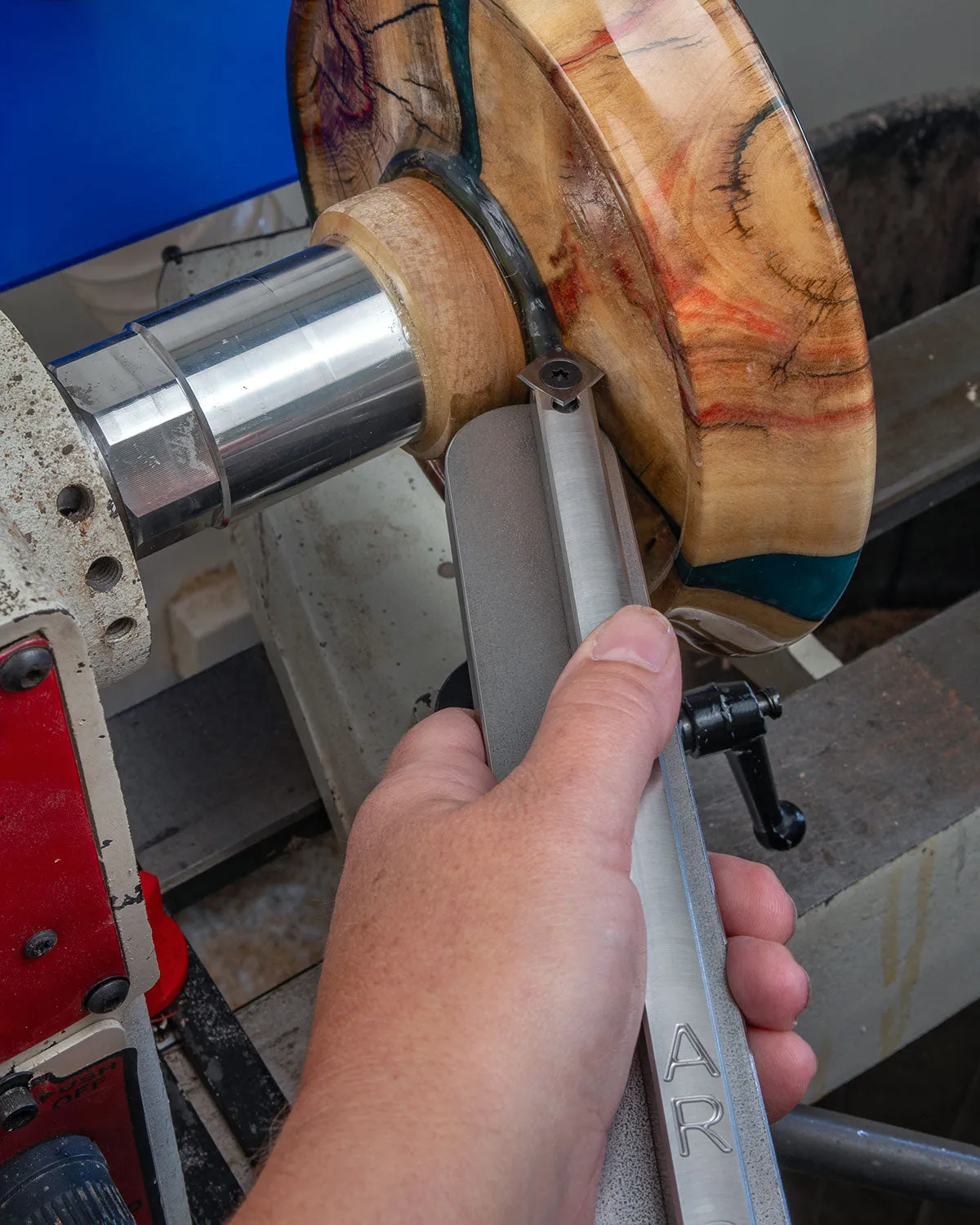 Scraper Tool Rest Platform with Post and Clamping Collar for Woodturning Lathe