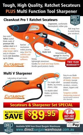 Secateur - CleanAcut Pro 1 Ratchet Secateurs With Multi Purpose Sharpener