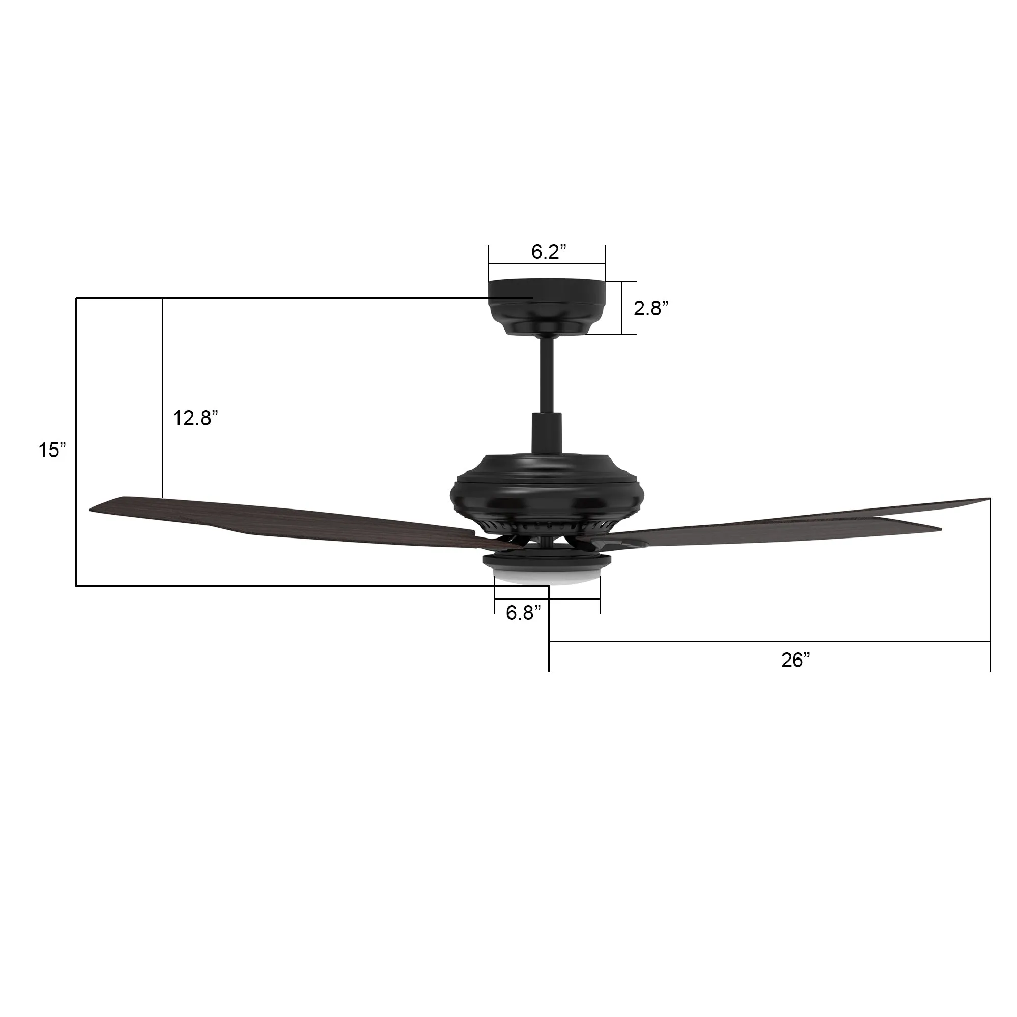 SONDER 52 inch 5-Blade Smart Ceiling Fan with LED Light Kit & Remote - Black/Dark Wood