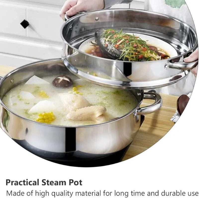 Steamer Cooker 30CM 3-Tier Stainless Steel Steamer Pot