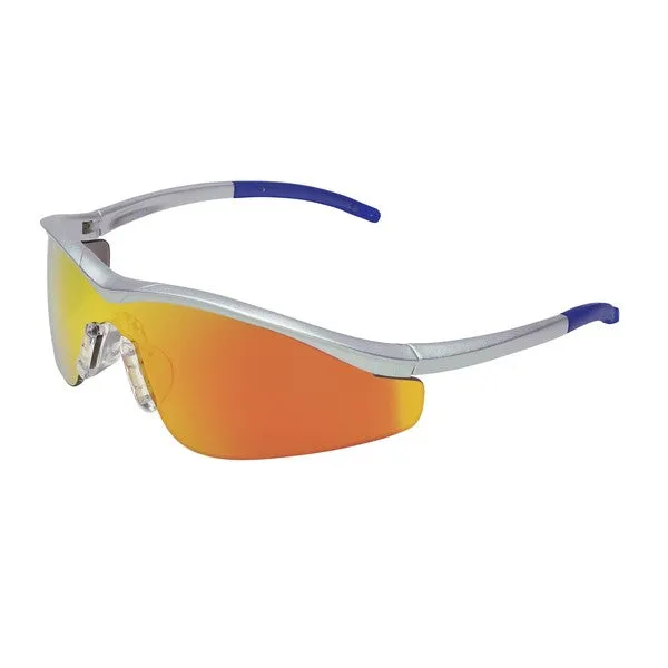 T114R MCR Safety T1 Series Safety Glasses, Fire Mirror Lens, Nylon Steel Temple