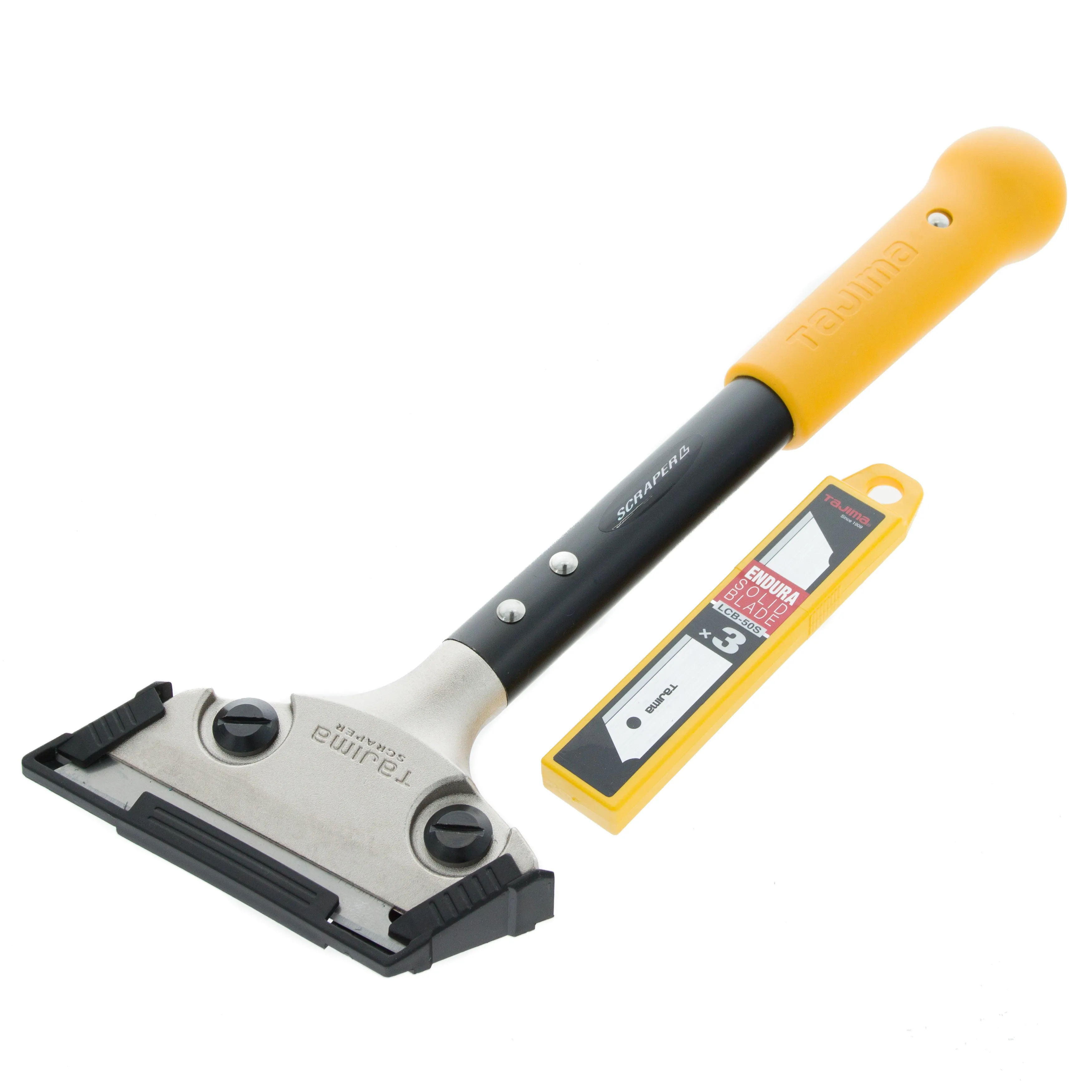 Tajima Scrape-Rite Scraper with a Professional Heavy Duty Handle and 3 Endura Solid 18MM Blades 300MM