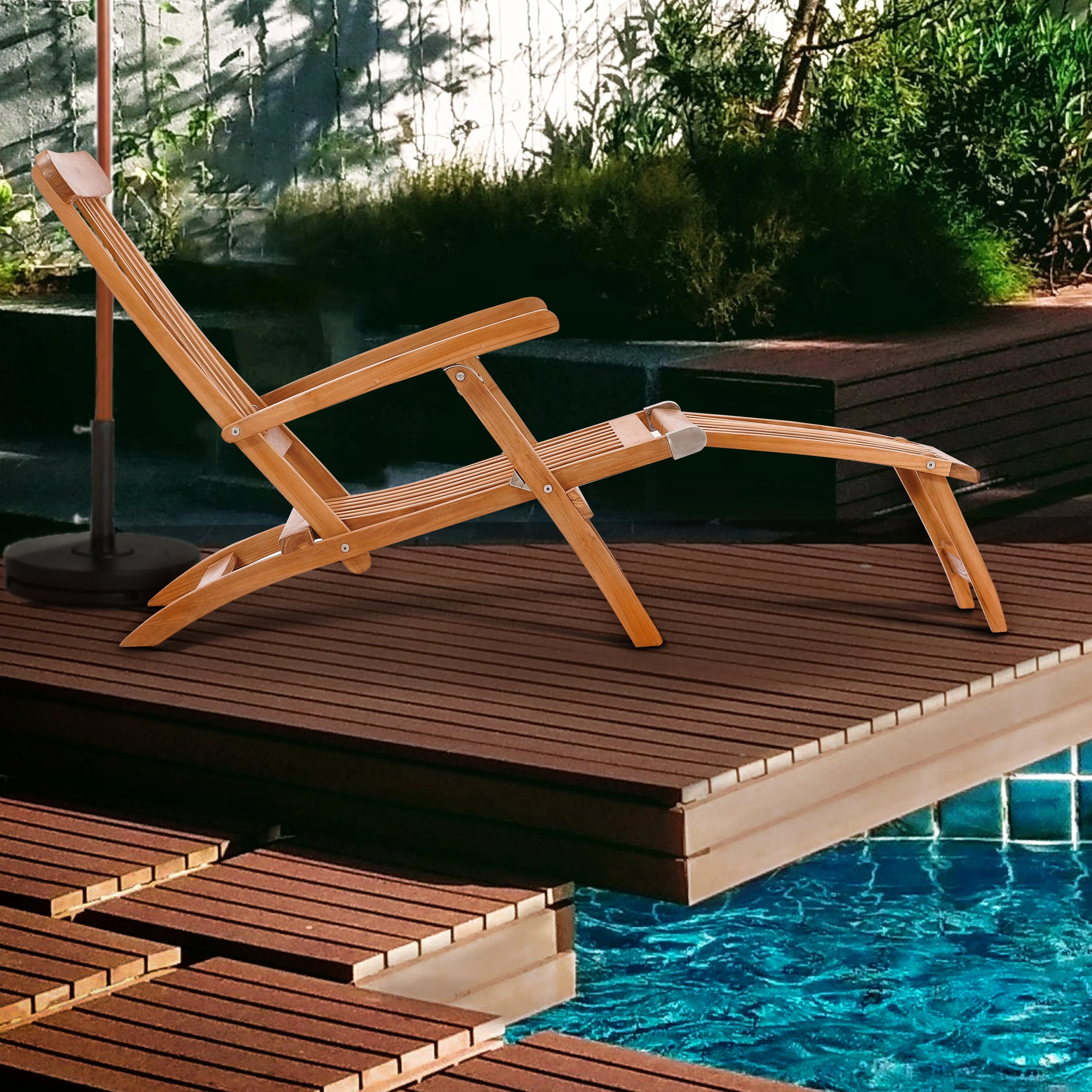 Teak Wood Titanic Outdoor Reclining Steamer Chair