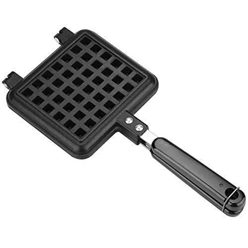 THW Non Stick Square French Egg Pancake Waffle Maker Mould for Gas Burner Stove (Black)