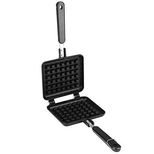 THW Non Stick Square French Egg Pancake Waffle Maker Mould for Gas Burner Stove (Black)