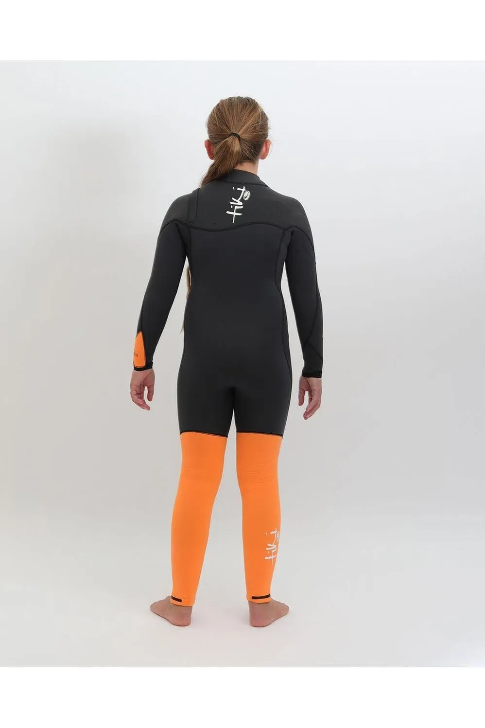 Tiki Youth Zepha 4/3 Wetsuit GBS Zip Free Steamer - Graphite/Orange