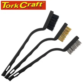 TORK CRAFT MINI BRUSH SET 3PC BRASS STAINLESS NYLON IN BLISTER BR013