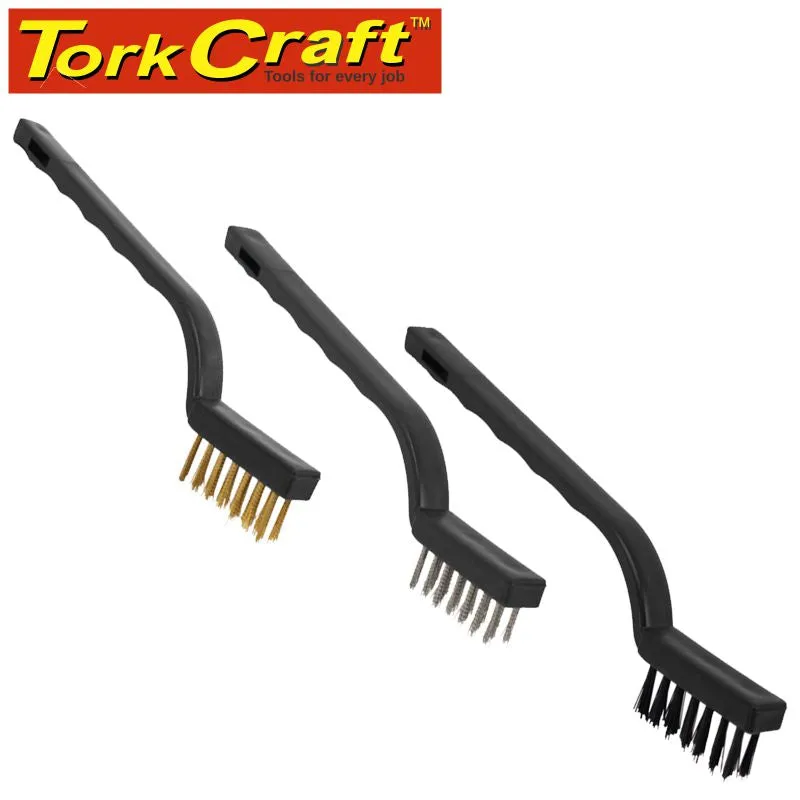 TORK CRAFT MINI BRUSH SET 3PC BRASS STAINLESS NYLON IN BLISTER BR013