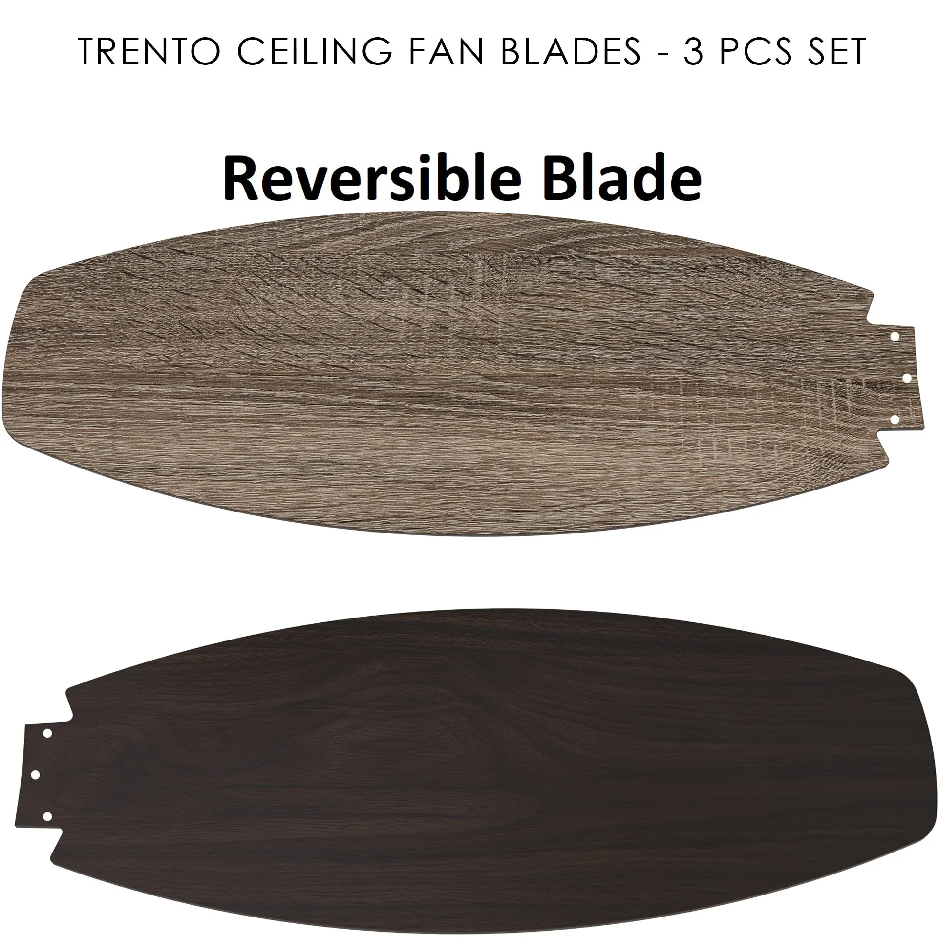 TRENTO 44 inch (3-Blade) Replacement Blades - Reversible Dark/Barnwood Pattern