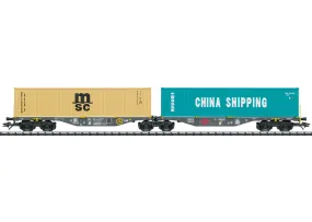 Trix HO 24803 Type Sggrss 80 Double Container Transport Car, Ermewa, CZ,VI 2021 New Item